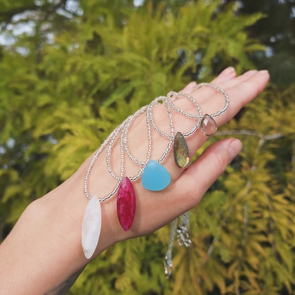 Blue Chalcedony, Czech Glass Necklace ~ Artisan Jewelry - Picture 8 of 8